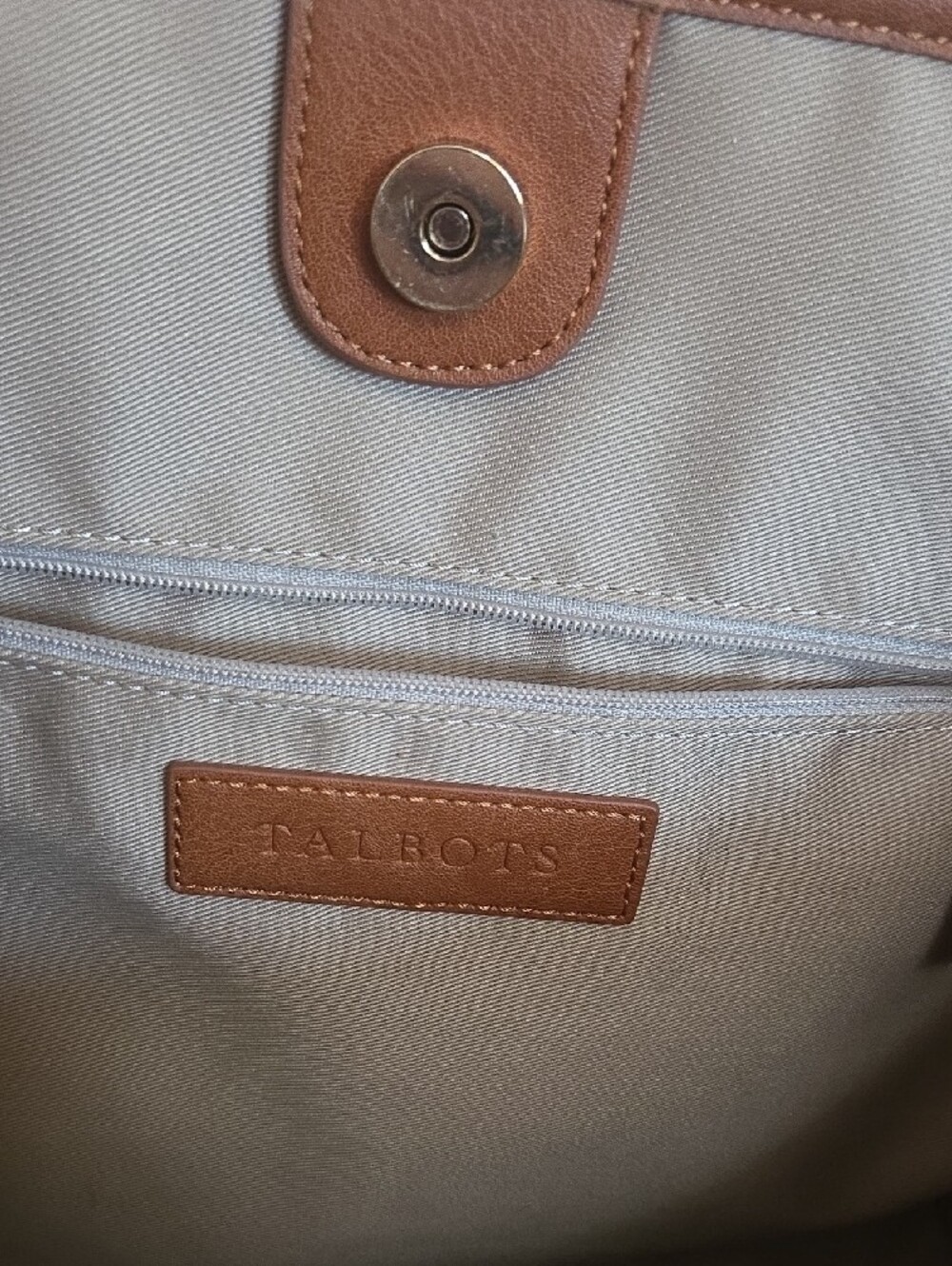 Talbots Natural Woven Tote with Brown Trim - Picture 5 of 13